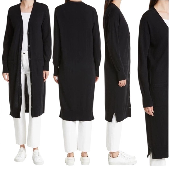 Nordstrom Signature Cashmere Duster Cardigan Sweater Button Up Womens Medium - Picture 2 of 9